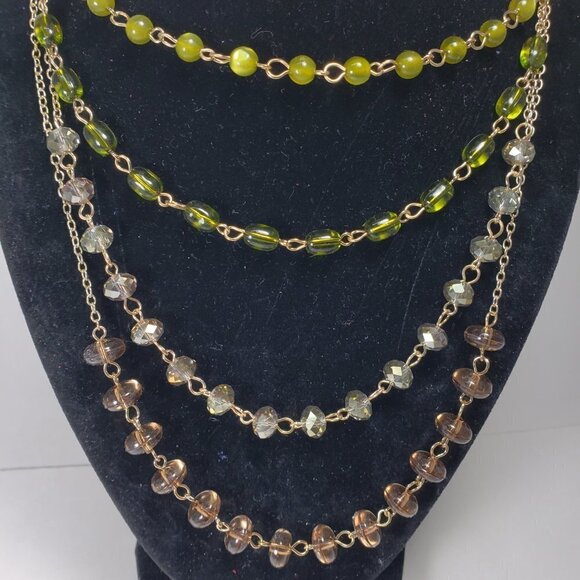 Gold tone Stylish Layered Colorful Beaded Necklace - Women's Fashion Jewelry - Picture 4 of 11